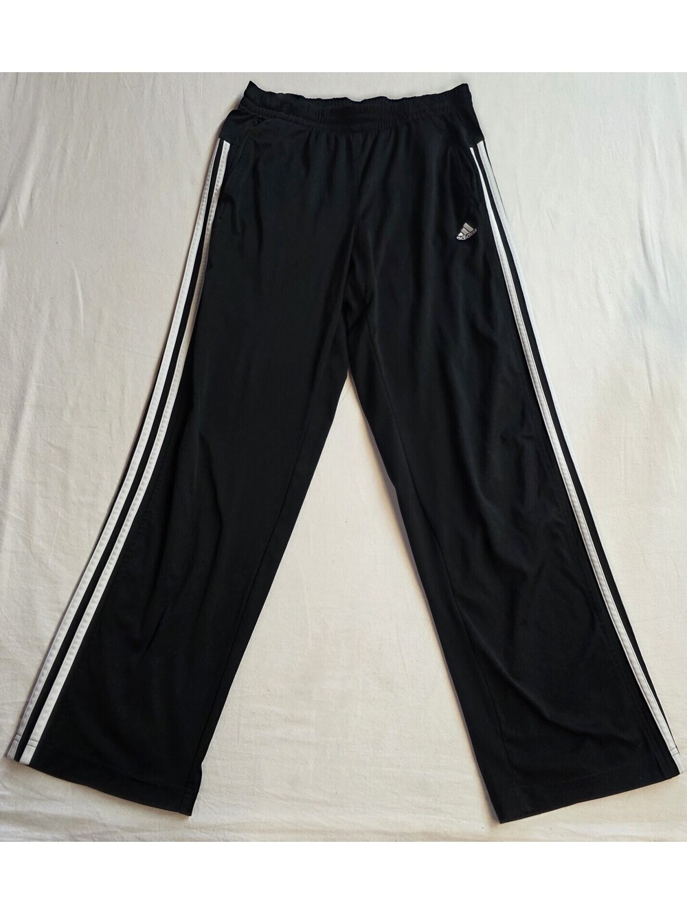 Adidas Youth XL 14/16 Black Track Pants White 3 Stripes Athletic